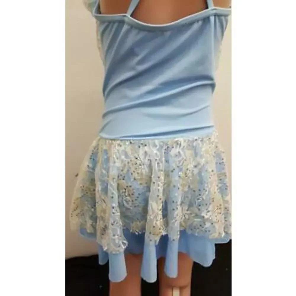 Pre-Owned Dance Costume Weissman 6008 Medium Child Blue Lyrical Sequin